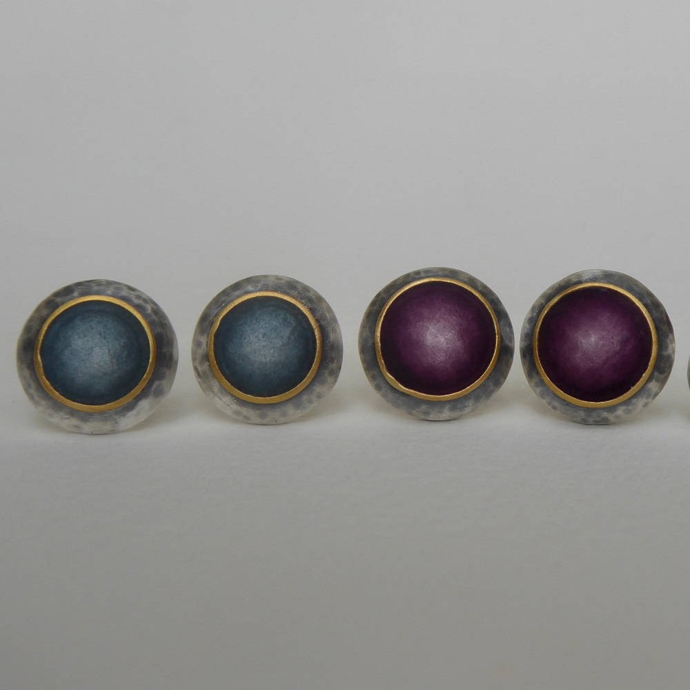 orchid domed studs (right) 